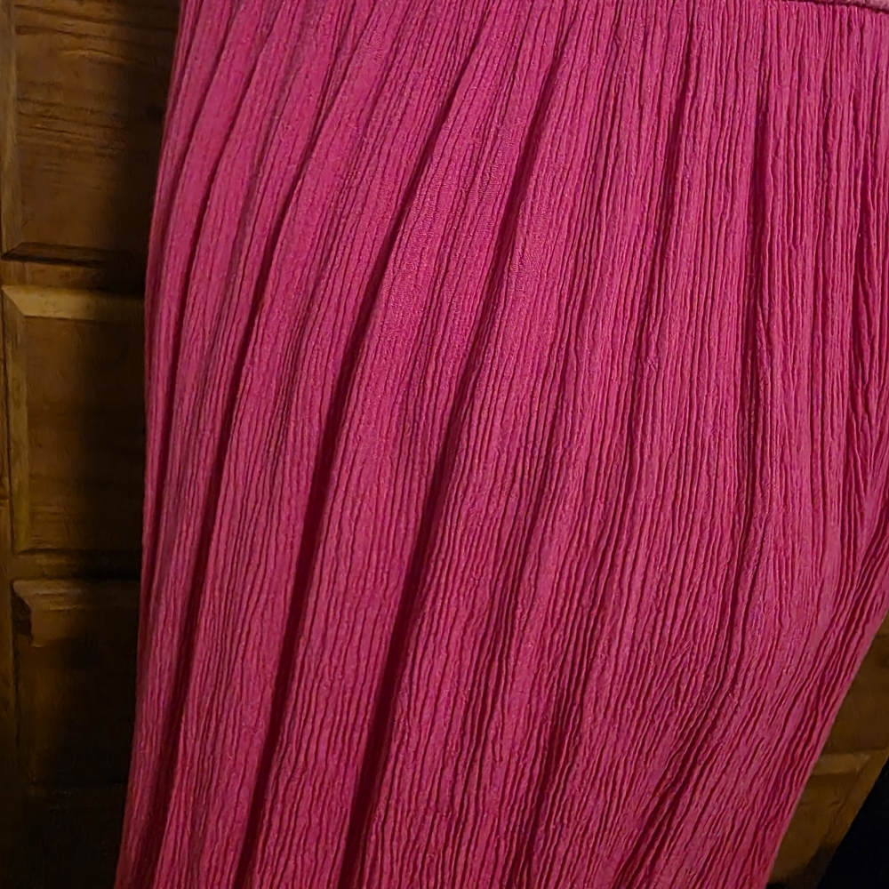Pleated Maxi Dress in Vibrant Hot Pink